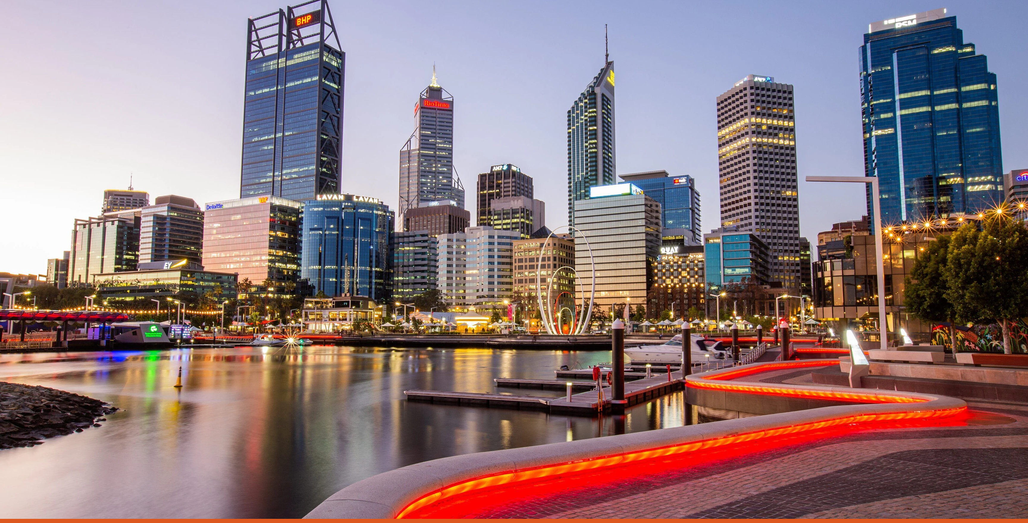 Freight Forwarding Perth hero — Perth city skyline at night